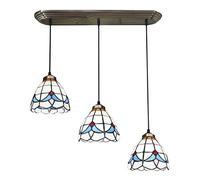 ZBZFGE Hanging Pendant Light Chandeliers Ceiling Lights Style Lights Kitchen Island Pendant Lamps with Stained Glass Shade, Mediterranean Dining Room Chandeliers for Hanging Bar Cafe Table (B)