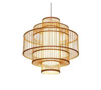 ZBZFGE Industrial Traditional Pendant Vintage Rustic Rattan Chandelier Curved LED Hanging Lighting Light Fixture Decor for Dining Living Room Restaurant Black(Natural,60cm*60cm)