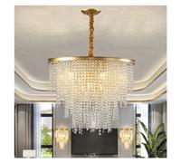 ZBZFGE LED Ceiling Indoor Lights Crystal Luster Luxury Chandelier Living Room Bedroom Style Chandelier,Light Fixture,Hanging Light(Black,Cold White-Dia 50CM)