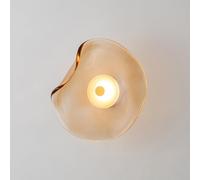 ZBZFGE LED Glass Wall Light Indoor Curved Wall Lamp Dimmable 3 Colour Modes Living Room Light 3000K/4500K/6000K Round Decorative Wall Lighting 7W Crystal Lamp Bedroom Dining,Cognac