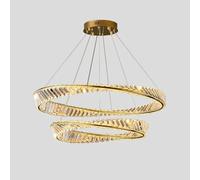 ZBZFGE Led Gold Light Luxury Circle Crystal lamp, Creative Chandelier, for Living Master Bedroom Dining Room Lamps and Lanterns (Color : Gold_40cm)(Gold-60+80+100cm)