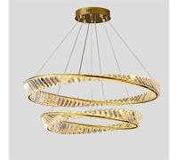 ZBZFGE Led Gold Light Luxury Circle Crystal lamp, Creative Chandelier, for Living Master Bedroom Dining Room Lamps and Lanterns (Color : Gold_80+100cm)(Gold-100cm)