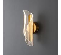 ZBZFGE LED Indoor Wall Light Creative Spiral Decorative Wall Light 3 Colour Modes 3000K/4500K/6000K Curved Wall Lighting Acrylic Lampshade Metal Bedside Lamp Up Down Luminaire,Gold