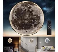 ZBZFGE LED Moon Wall Lamp Modern Dimmable With Remote Control Wall Lamp Moon Night Lamp Round Decoration Lamp Ultra Thin Acrylic Lampshade Wall Bedside Lamp for Kids Room Bedroom Living Room,50CM