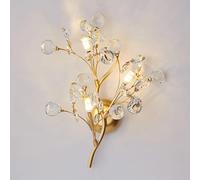 ZBZFGE LED Tree Branch Wall Lamp Gold Crystal Wall Light Modern K9 Crystal Lamp Indoor Decorative Wall Lighting Dimmable 3000K/4500K/6000K Bedside Lighting Florence Flower Sconce for Bedroom