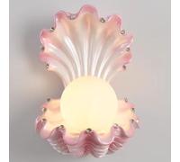ZBZFGE LED Wall Lamp Indoor Shell Wall Light Round Glass Shade Room Sconce Lamp Wall 3D Resin Decorative Bedside Lighting Curved Wall Illumination Moon Boys and Girls,Pink