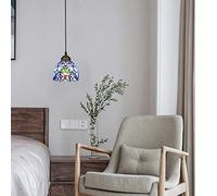 ZBZFGE Lights, Small 6" Wide Stained Glass Hanging Lamp,Antique Rustic Pendant Lamp for Kitchen Island Counter Dining Room Hallway, Blue Ceiling,1p