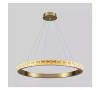 ZBZFGE Luxury Crystal Dimmable Ring Suspension Gold Living Light Villa Staircase,s,One Color-40cm