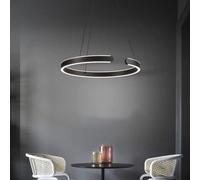 ZBZFGE Minimalist Black Round Chandelier for Living Room - Adjustable Height, 30-62W