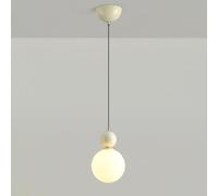ZBZFGE Minimalist White Globe Bedside Light Creativity Glass Single Head Kitchen Island Hanging Lamp Nordic Cream Wind Children's Chandelier for Dining Room Bedroom/Cream