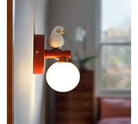 ZBZFGE Modern LED Wall Lamps Indoor Bird Wall Light Children's Room Dimmable Child Bedside Lamp for Girls Boy Bedroom Decoration 5W with Spherical Glass Shade Animal Lights Night Lamp G9,Red