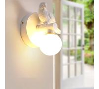 ZBZFGE Modern LED Wall Lamps Indoor Bird Wall Light Children's Room Dimmable Child Bedside Lamp for Girls Boy Bedroom Decoration 5W with Spherical Glass Shade Animal Lights Night Lamp G9,White