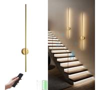 ZBZFGE Motion Sensor Battery Operated Wall Sconce Rechargeable Wireless Wall Lights with Remote Control, Dimmable, 3000K/4000K/6000K, Timer for Living Room, Hallway,Gold,100CM