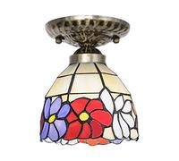 ZBZFGE Pendant Light Fixtures Chandeliers Vintage Handmade Pastoral Stained Glass CeilLamp -Style LightFloral Corridor CeilLights Fixture for Hallway Balcony