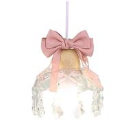 ZBZFGE Pink Light Girls Small Glass Crystal Pendant Lighting Fixture Cute Bow Vintage Hanging Lamp Nordic French Chandelier for Kids Bedroom Dining Room Kitchen Island Bathroom