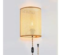 ZBZFGE Rattan Wall Light with and Cable Boho Wall Lamp with Indoor Boho Lamp Handcrafted Lampshade Wall Lighting Rattan Up and Down Light for Bedroom Dining Room Hallway