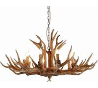 ZBZFGE Resin Antler Chandelier,Retro Glass Ceiling Pendant Candle Chandelier,Pendant Lights