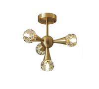 ZBZFGE Retro Brass Crystal Chandelier Creative Branches Flush Mount Ceiling Light Mid Century 8-Lights Pendant Light Fixture for Dining Room （Copper.-35x35cm）