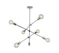 ZBZFGE Sputnik Chandelier Lighting Silver Rought Iron Minimalist Molecular Pendant Chrome LED Living Dining Room Bedroom Geometric Line Lights with 6 E27 Lamp Socket Int,Hanging Light