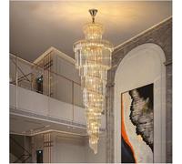 ZBZFGE Stair Long Chandelier Duplex Building Rotating Hotel Lobby Project Villa Living Room Hollow Light Luxury Crystal lamp, Home L,Hanging Light(Warm White,Dia45x H150cm)