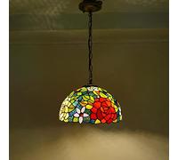 ZBZFGE Style, Two Color Rose Stained Glass Ceiling Pendant Light for Living Room Bedroom Dinning Kitchen Island Hallway,46cmB,40cma