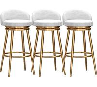 ZBZFGE Swivel Bar Stools Set of 1/2/3/4 Velvet Dining Stools Fixed Height Bar Chairs with Metal Frame and Footrest for Breakfast Counter, Kitchen and Home (3pcs,75cm)