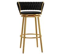 ZBZFGE Swivel Counter Heigh Barstools Back, 330 LBS Velvet Bar Chair for Kitchen Island, Upholstered Pub Stools with Footrest (Black-1,65cm)