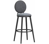 ZBZFGE Velvet Stools, Counter Height Barstools with Round Back and Footrest, Bar Chairs for Pub Coffee Home Dinning Kitchen Island, 300lbs (Gray-1ps,65cm)