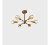 ZBZFGE Vintage Brass Chandelier Gold Pendant Light Nordic Spherical Crystal Hanging Light for Kitchen Island Dining Room Sink Bar（Full copper-6）