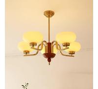 ZBZFGE WQHPLMD Mid Century Chandeliers For Dining Sputnik Large Milk Glass Hanging Pendant Light Farmhouse Wood Round Chandelier High Ceilings Entryway Living Room Bedroom Kitchen Foyer