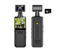 ZC-M12 4K Pocket Action Camera with 64GB, WiFi, Back-Clip Body Cam, 8h Battery, Night Vision, 1.54in Display