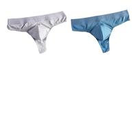 ZC8bdbd Men Sexy Thongs Pure Cotton Breathable High Elasticity G-String U-shape Pouch Hot Gay Underwear Underpants Panties, Grey Blue, S
