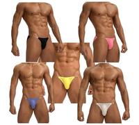 ZC8bdbd Men Underwear Sexу Men's Thong Clear Strap Thin Ice Silk U Convex Sports G String Boxers Briefs, 5 Colors, L