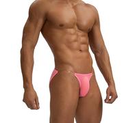 ZC8bdbd Men Underwear Sexу Men's Thong Clear Strap Thin Ice Silk U Convex Sports G String Boxers Briefs, Pink, XL