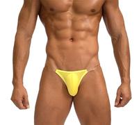 ZC8bdbd Men Underwear Sexу Men's Thong Clear Strap Thin Ice Silk U Convex Sports G String Boxers Briefs, Yellow, L