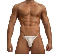 ZC8bdbd Men Underwear Sexу Men's Thong Clear Strap Thin Ice Silk U Convex Sports G String Boxers Briefs, White, M