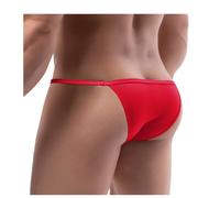 ZC8bdbd Mens Sexy Thongs Briefs Pouch Underwear Low Rise Mesh Breathable G String T-Back Bikini Underpants, Red, S