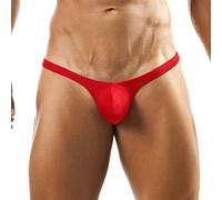 ZC8bdbd Mens Thong Sexy U-convex Panties Solid Low-waist Lingerie Thongs Briefs Pouch Underwear Male Sissy G-string, Red, L