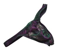 ZC8bdbd Sexy Men's Thongs Mesh Ultra Thin Transparent Thong G-string Shorts Pouch Underpants Bottoms Underwear Man, Greenish Purple, One Size