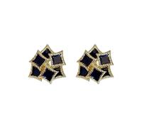 ZCABYBD earrings Black White Enamel Square Stud For Women Vintage French Drip Oil Double Layer Irregular Geometric Gift-black
