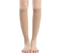 ZCaiJinBao Compression Calf Lower Leg Sleeve, 20-30mmHg Support for Running, Cycling, Travel, Shin Splints, Tattoo Cover and Daily Use (Beige, M)