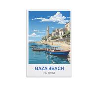 ZCAIJNDD Gaza Beach Palestine Vintage Travel Posters 16x24inch(40x60cm) Painting Canvas Wall Posters And Art Picture Print Family Bedroom Decor