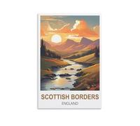 ZCAIJNDD Scottish Borders England Vintage Travel Posters 08x12inch(20x30cm) Painting Canvas Wall Posters And Art Picture Print Family Bedroom Decor