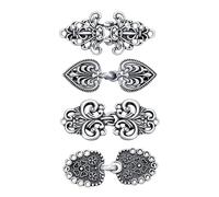 Zcbzbn 4 Pieces Vintage Pullover Scarf Swirl Cardigan Clip, Antique Coat Brooch Celtic Pullover Buttons, Scarf Collar Closure Dress Shirt Clip for Girls and Women, small, Zinc