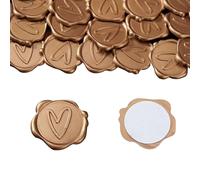 Zcbzbn 50 Wax Seals, Self-Adhesive Heart Pattern Wax Seals, Golden Growth Seals, Envelope Seal Stickers, Stamp Stickers, Stamp Sticks for Weddings, Birthdays, Parties