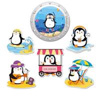 ZCCLINN Cruise Door Decorations Magnetic - 6pcs Large Penguins Cruising Ship Cabin Door Magnets Decor, Cute Penguin Funny Animal Magnet Sticker for Fridge Car Carnival Party