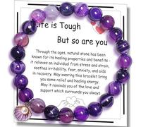 ZCCLINN Inspirational Bracelets Gifts for Women - Get Well Soon Encouragement Healing Gift for Female After Surgery, Natural Stone Strength Bracelet Life is Tough But So Are You Best Friend Present
