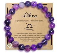 ZCCLINN Libra Bracelets Birthday Gifts, Zodiac Astrology Bracelets Present for Women, Horoscope Libra Constellation Crystal Purple Unique Jewelry with Wish Card for Mom Friend Lady