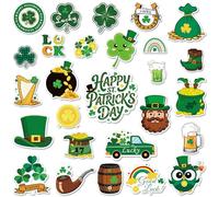 ZCCLINN St. Patrick's Day Magnets Decorations - 27Pcs Shamrock Green Lucky Clover Magnetic Sticker for Cars Refrigerator Fridge Garage Cruise Ship Door Classroom Bulletin Board Irish Holiday Decor