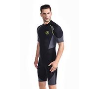 ZCCO Men's Shorty Wetsuits 1.5mm Premium Neoprene Back Zip Short Sleeve for Scuba Diving,Spearfishing,Snorkeling,Surfing,Large